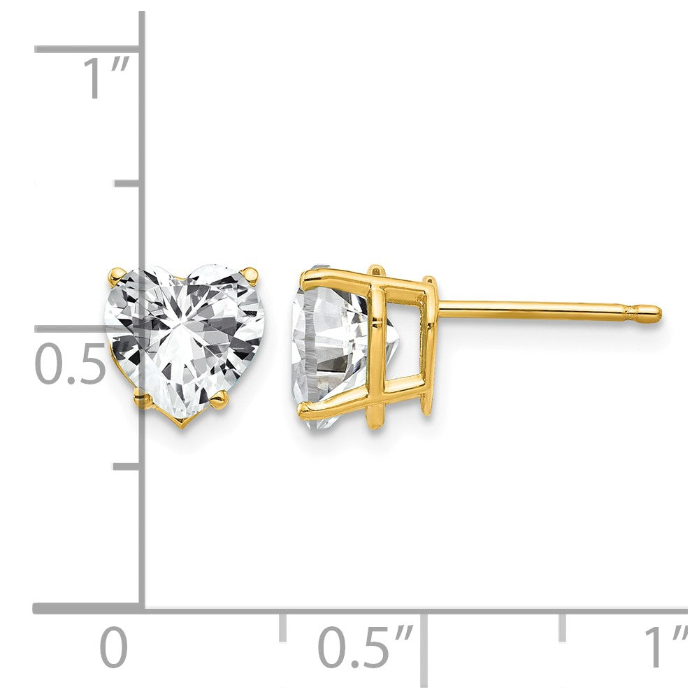 14k 7mm Heart Cubic Zirconia Post Earrings