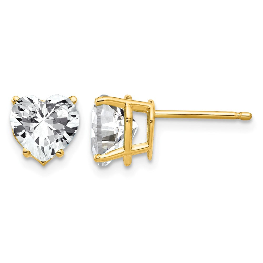 14k 7mm Heart Cubic Zirconia Post Earrings