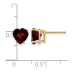 14k 7mm Heart Garnet Post Earrings