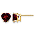 14k 7mm Heart Garnet Post Earrings