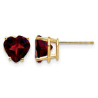 14k 7mm Heart Garnet Post Earrings