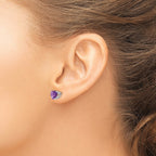14k White Gold 7mm Heart Amethyst Post Earrings