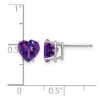 14k White Gold 7mm Heart Amethyst Post Earrings