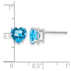 14k White Gold 7mm Heart Blue Topaz Post Earrings