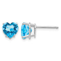 14k White Gold 7mm Heart Blue Topaz Post Earrings