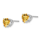 14k White Gold 7mm Heart Citrine Post Earrings