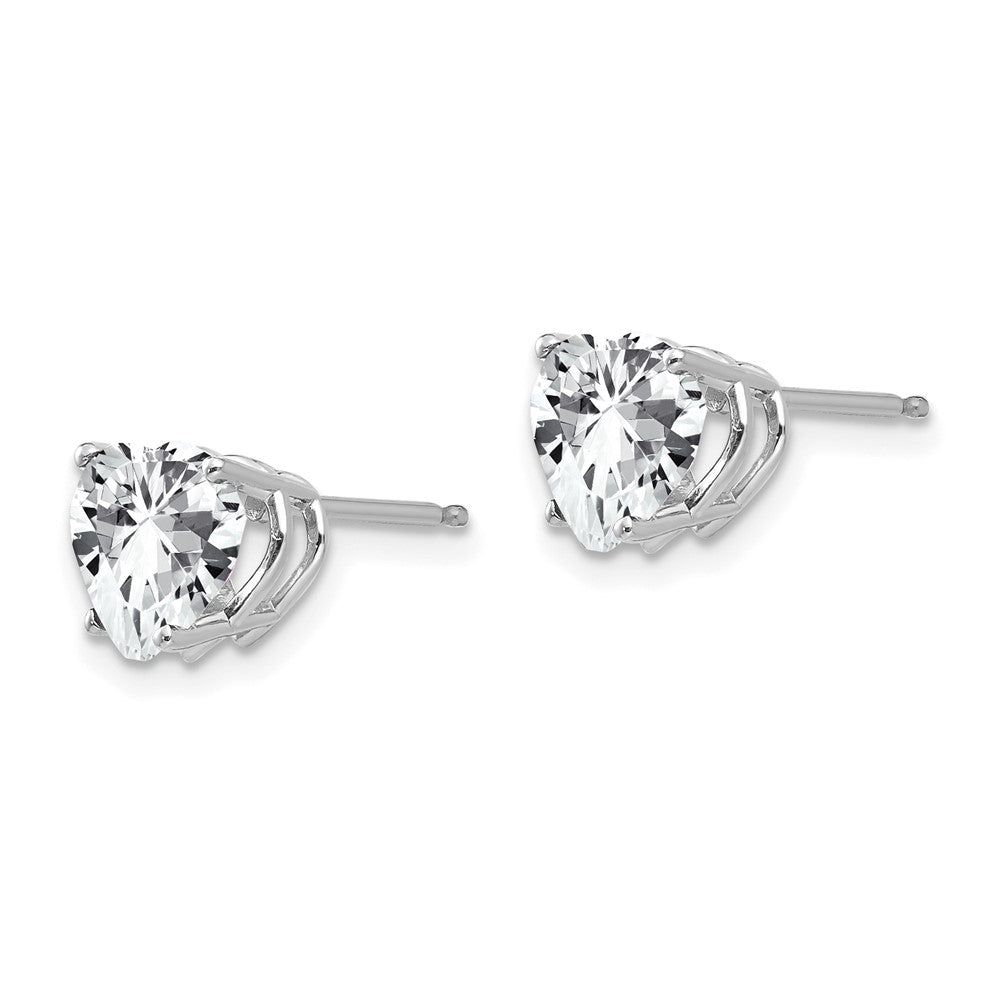 14k White Gold 7mm Heart Cubic Zirconia Stud Earrings