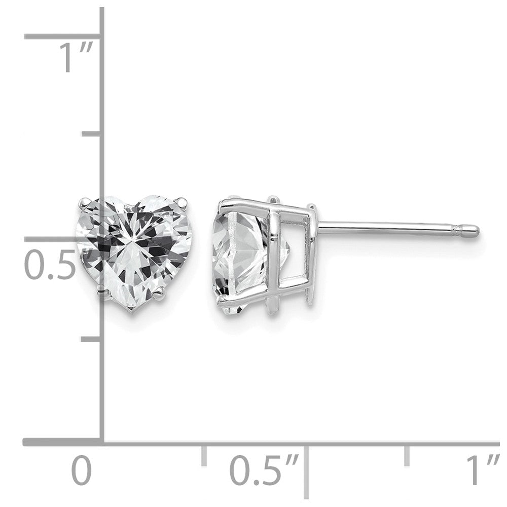 14k White Gold 7mm Heart Cubic Zirconia Stud Earrings