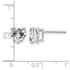 14k White Gold 7mm Heart Cubic Zirconia Stud Earrings