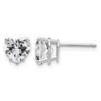 14k White Gold 7mm Heart Cubic Zirconia Stud Earrings