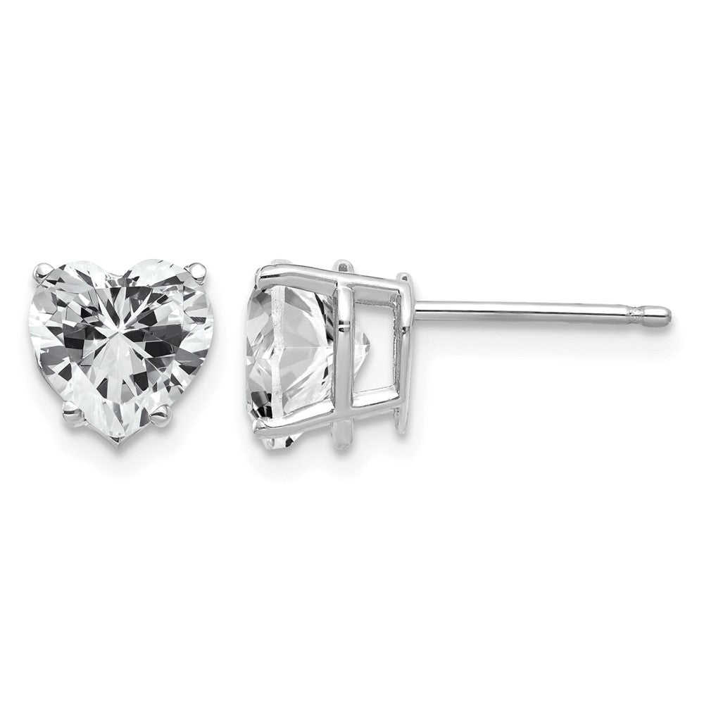 14k White Gold 7mm Heart Cubic Zirconia Stud Earrings