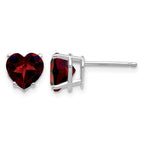 14k White Gold 7mm Heart Garnet Post Earrings