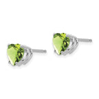 14k White Gold 7mm Heart Peridot Post Earrings