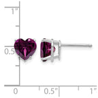 14k White Gold 7mm Heart Rhodolite Garnet Stud Earrings