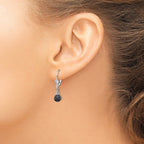 14k White Gold 5-6mm Black Semi-round Freshwater Cultured Pearl Dangle Leverback Earrings
