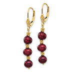 14k 5-6mm Brown Semi-Round Freshwater Cultured Pearl Dangle Leverback Earrings