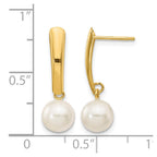 14K 6-7mm White Round Freshwater Cultured Pearl Post Dangle Earrings
