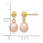 14k 6-7mm Pink Rice Freshwater Cultured Pearl Dangle Post Earrings