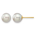 14k 7-8mm Grey Round Akoya Saltwater Cultured Pearl Post Earrings