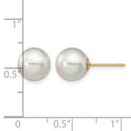 14k 8-9mm Grey Round Akoya Saltwater Cultured Pearl Post Earrings