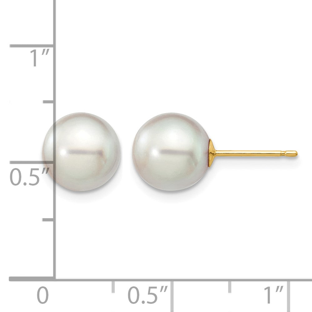 14k 8-9mm Grey Round Akoya Saltwater Cultured Pearl Post Earrings