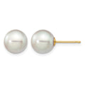 14k 8-9mm Grey Round Akoya Saltwater Cultured Pearl Post Earrings