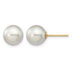 14k 8-9mm Grey Round Akoya Saltwater Cultured Pearl Post Earrings