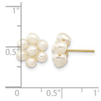 14k 3-4mm White Egg-shape Freshwater Cultured Pearl Flower Post Earrings