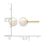 14k 6-7mm White Round Akoya Saltwater Cultured Pearl Stud Post Earrings