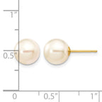14k 8-9mm White Round Akoya Saltwater Cultured Pearl Stud Post Earrings