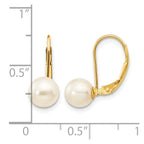 14K 6-7mm White Round Freshwater Cultured Pearl Leverback Earrings