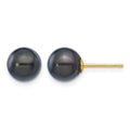 14k 7-8mm Black Round Akoya Saltwater Cultured Pearl Post Earrings