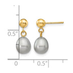 14k 6-7mm Grey Rice Freshwater Cultured Pearl Dangle Post Earrings
