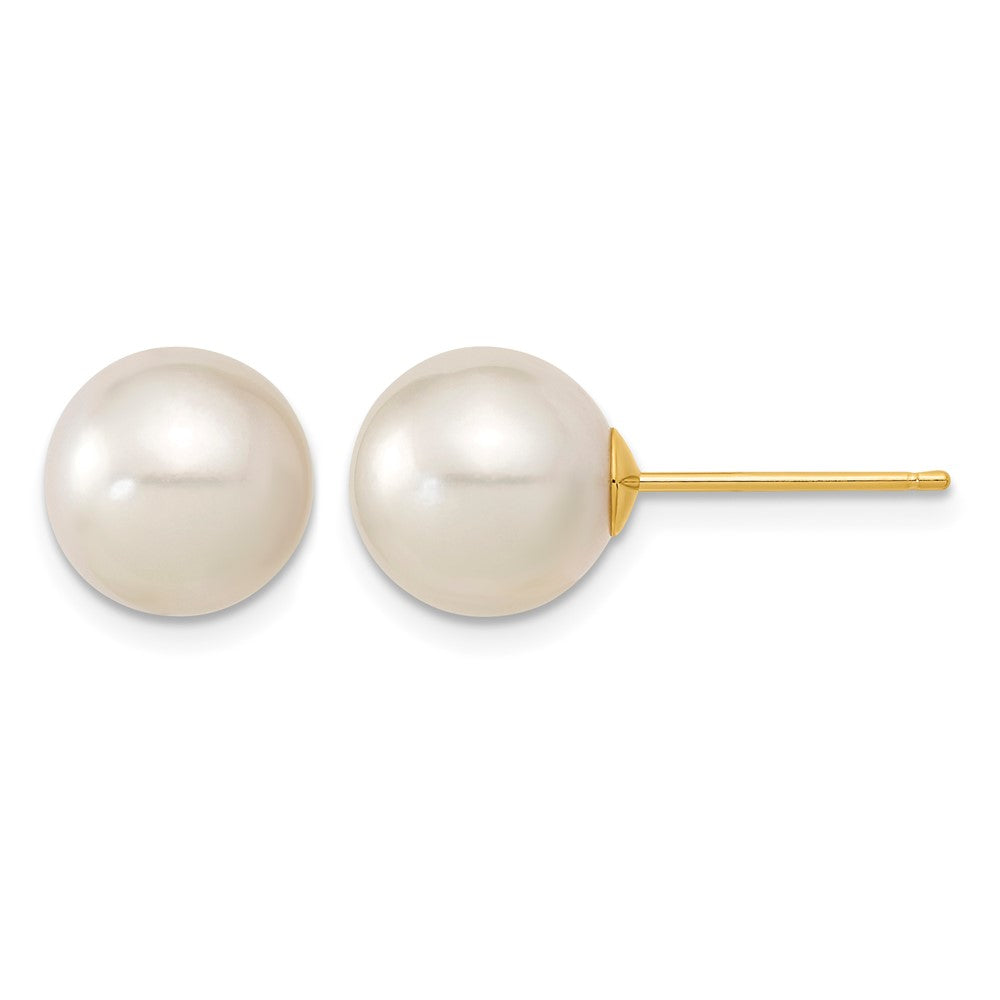 14k 9-10mm White Round South Sea Saltwater Cultured Pearl Post Earrings