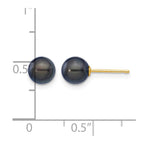 14k 6-7mm Black Round Akoya Saltwater Cultured Pearl Post Earrings