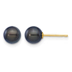 14k 6-7mm Black Round Akoya Saltwater Cultured Pearl Post Earrings