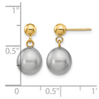 14k 8-9mm Grey Rice Freshwater Cultured Pearl Dangle Post Earrings