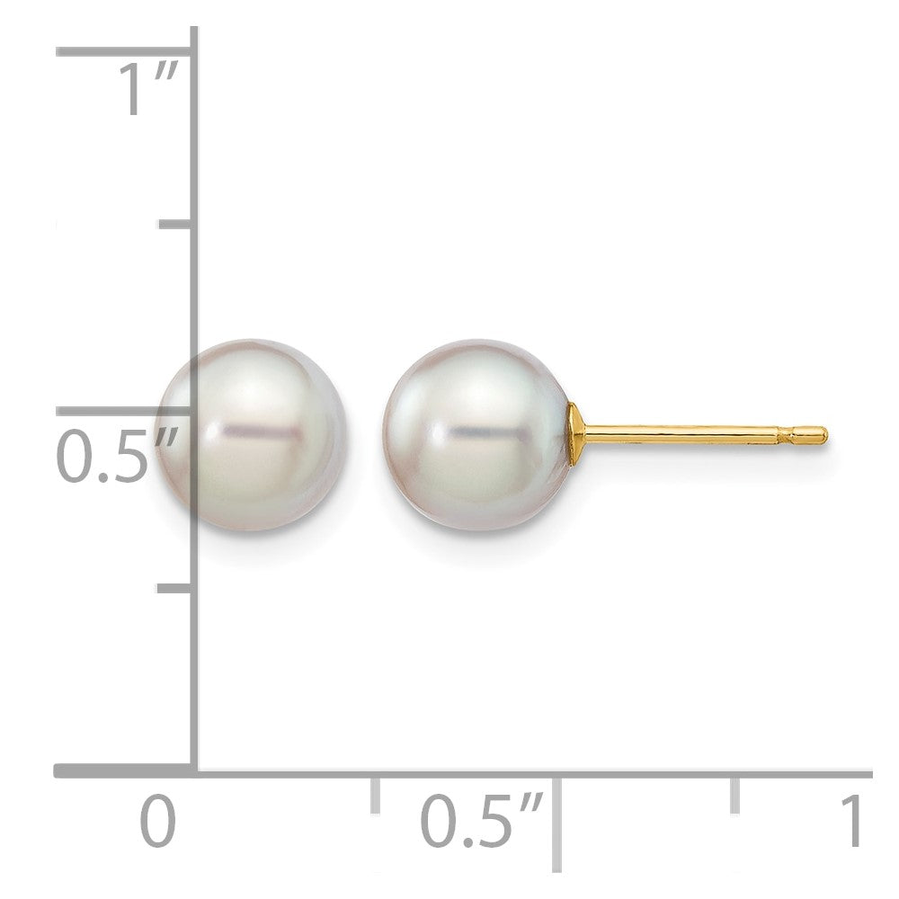 14k 6-7mm Grey Round Akoya Saltwater Cultured Pearl Post Earrings