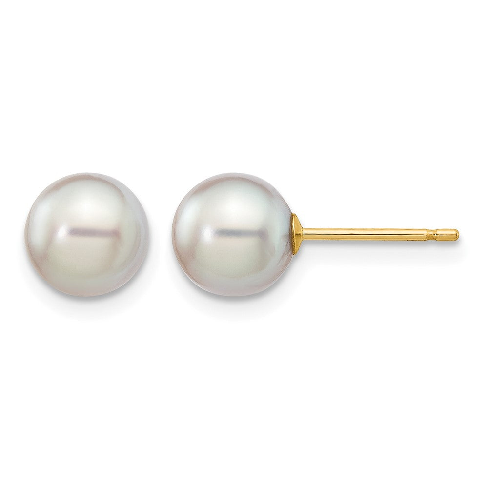 14k 6-7mm Grey Round Akoya Saltwater Cultured Pearl Post Earrings