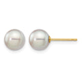 14k 6-7mm Grey Round Akoya Saltwater Cultured Pearl Post Earrings
