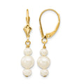 14k 3-3.5mm and 5-5.5mm White Semi-Round Freshwater Cultured Pearl Dangle Leverback Earrings