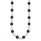 14k White Gold Black and White Semi-Round Freshwater Cultured and Mirror Bead 18 inch Necklace