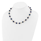 14k White Gold Black and White Semi-Round Freshwater Cultured and Mirror Bead 18 inch Necklace