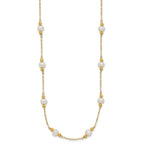 14k 5-6mm White Near-Round Freshwater Cultured Pearl Beaded 12-Station 18 inch Necklace