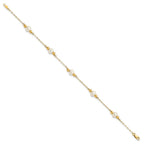 14k 5-6mm White Near-Round Freshwater Cultured Pearl Beaded 5-Station 7.5 inch Bracelet
