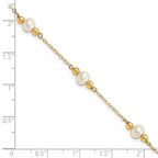 14k 5-6mm White Near-Round Freshwater Cultured Pearl Beaded 5-Station 7.5 inch Bracelet