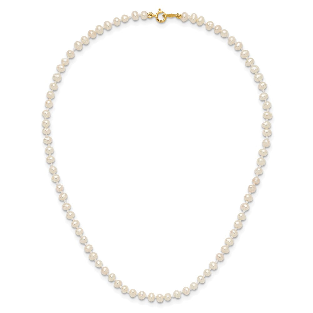14k Children's 3-4mm White Semi-Round Freshwater Cultured Pearl Necklace