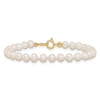 14k 3-4mm White Semi-Round Freshwater Cultured Pearl 5 inch Bracelet