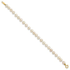 14k 4-5mm White Semi-Round Freshwater Cultured Pearl 5 inch Bracelet