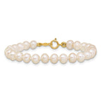 14k 4-5mm White Semi-Round Freshwater Cultured Pearl 5 inch Bracelet